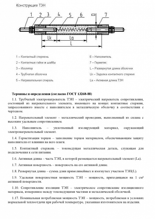 Схема для Элек. ТЭН 230А13/3,0 Т Ф4 220В (м/о 100мм) возд.шц.нерж.