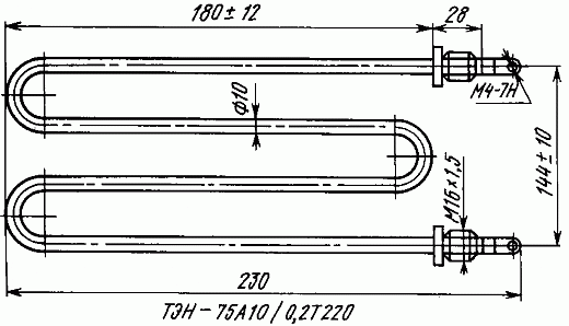Схема для Элек. ТЭН 240А10/3,0 Т Ф4 220В (м/о 90мм) возд.шц.нерж.